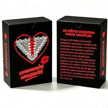 French Version Couple Flirty Challenge Cards, 50 Romantic Intimate Dare Tasks For Date Night. Portable Small Box Interactive Game Boosts Partners' Closeness, Ideal Novelty Gift For Valentine's Day, Anniversary Indoor Romantic Leisure Time - Multicolor - View 3
