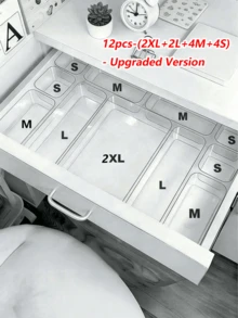 1/4/6/7/12件透明壓克力化妝品收納盒，附抽屜、隔板與分隔格，桌面辦公文具收納盒，居家書桌與抽屜收納，省空間，房間裝飾，大學/假期必需品，萬聖節禮物 - 彩色 - 查看 19