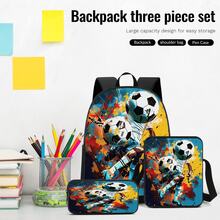 Colorful Soccer 2D Print 3 Pieces Backpack Set, Large Capacity Backpack With Crossbody Bag And Pencil Case, Side Elastic Mesh Pocket For Water Bottle Storage, Wide Breathable Adjustable Shoulder Straps, Dynamic Sports Style For Daily Commute, Travel And Casual Storage - Printed Bag - View 6