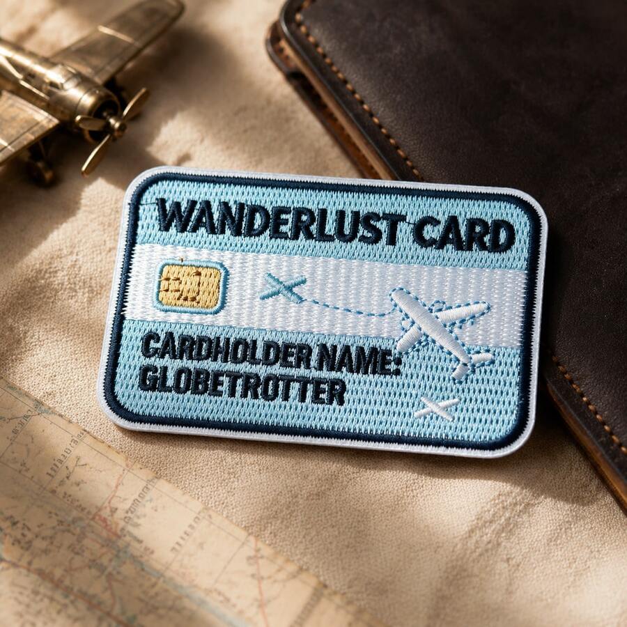 1pc/2pcs/3pcs/4pcs Wanderlust Card Globetrotter Iron-On Patch, Airplane Travel Credit Card Embroidered Applique For Travel Lovers - Multicolor - View 1