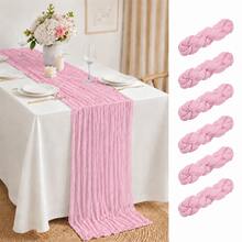 12 Pack Light Pink Cheesecloth Table Runner, Crinkle Gauze Table Runners With Soft Sheer Texture, Boho Rustic Table Decor For Wedding, Bridal Shower, Baby Shower, Birthday Party, Holiday Events, Farmhouse Dining And Home Decoration - Light Pink - View 19