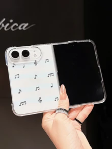 1pc Fashionable, Cute, Simple, High Transparency PC Material Note Element Folding Phone Case, Can Protect And Prevent Falling For:SamsungGalaxy Z Fold 8/IPhoneDuo - Clear - View 4