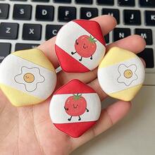 1pc Tomato Egg Cartoon Pattern Mini Puff Thumb Dual-Tip Blush Foundation Cushion Makeup Sponge Dry & Wet Use For Students - Multicolor - View 3