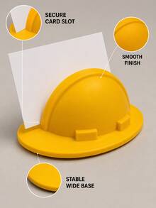 1pc Yellow Hard Hat Business Card Holder, Creative Construction Helmet-Shaped Desktop Card Display Box, Modern Industrial Minimalist Desk Organizer & Office Workstation Decor, Unique Gift For Architects, Civil Engineers, Contractors & Builders - Multicolor - View 3