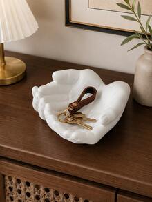 Resin Open Hands Decorative Tray Sculpture, Modern Art Hand‑Shaped Catchall Dish For Entryway Table, Nightstand, Vanity, Perfect Home Decor For Jewelry Key Storage & Housewarming Gift - Multicolor - View 5