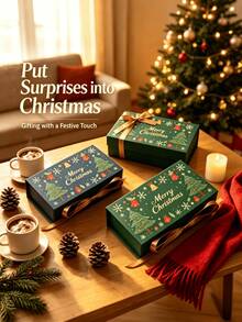 3pcs Christmas Exquisite Small Gift Boxes, Empty Candy Chocolate Storage Boxes, Xmas Tree Decor Gift Packaging Box For Christmas Eve, Holiday Party Favors, Souvenir Present Containers - Multicolor - View 2