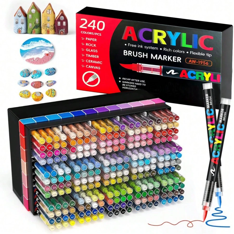 12/24/48/60/72/120/168 Colors Professional Artist Marker Set, With Soft Brush Tips And Fine Sketching Tips, Total 168 Soft Tips, First Day Of School - Multicolor - View 1