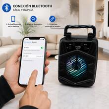 Bocina Portátil Bluetooth GTS-1271 5W con Luces LED, USB, TF, AUX y Batería Recargable - Negro - Ver 3