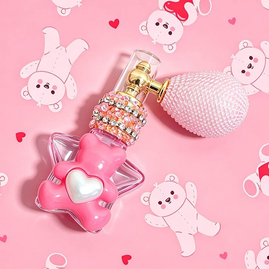 1pc Cartoon Heart Bear Perfume Refillable Bottle, Can Be Filled With Any Perfume, Hand Sanitizer, Etc., Multi-Functional And Refillable, Portable For Travel, Press Air Cushion Bottle, Christmas Gift, Desktop Christmas Decoration, Holiday Party Small Gift, Travel Essential, Gift For Female Friends - Multicolor - View 1