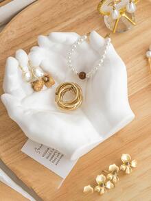Resin Open Hands Decorative Tray Sculpture, Modern Art Hand‑Shaped Catchall Dish For Entryway Table, Nightstand, Vanity, Perfect Home Decor For Jewelry Key Storage & Housewarming Gift - Multicolor - View 3