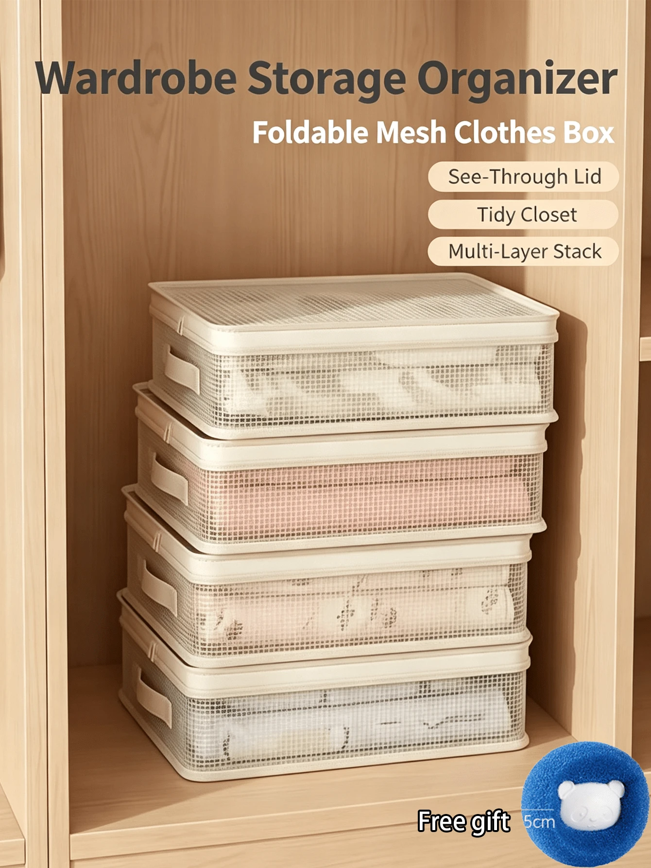 Breathable Mesh Clothing And Bedding Storage Bag Set, Portable Handle Design, Dust-Proof And Moisture-Proof Fabric, Transparent Mesh - Multicolor - View 1