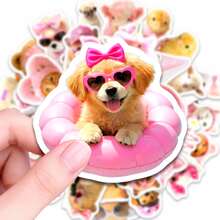 somoving 50pcs Cute Pink Pet Animal Stickers Waterproof DIY Planner Notebook Decorative Decals - Multicolor - View 2