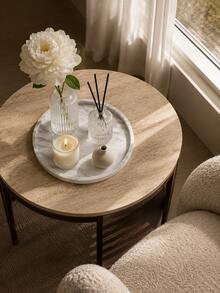 1pc Round Marble Pattern Decorative Tray, Suitable For Fragrance Bottles, Candles, Aromatherapy Diffusers, Jewelry And Beauty Essentials, Elegant Vanity, Bathroom Countertop And Side Table Storage, Bathroom Accessories, Toothbrush Holder, Brush Holder - Multiple Styles - View 6