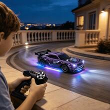 1pc/Set Drift Racing Car Toy, Green/Purple Optional, 1:24 Scale RC Car Model, 2.4GHz With Built-In Light Effects, Early Education Puzzle Toy For Kids, RC Car Stress Relief Toy - Multicolor - View 1