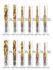 STONEGO 6件/12件組 HSS4341 木工用 M3/M4/M5/M6/M8/M10 公制螺紋攻絲鑽頭,工具配件 - 多款多色 - 查看 12