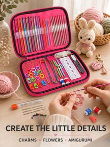 Complete Crochet Set With Storage Box, 100pcs Colorful Crochet Hooks Set, DIY Knitting Craft Supplies For Beginners, Portable Handmade Tool Storage Box, For Making Sweaters, Scarves, Blankets - Crochet Kit - View 3