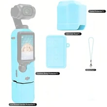 Yoobao 5/7件組適用於 Osmo Pocket 3 相機保護殼，軟矽膠手柄套含螢幕保護貼與麥克風，輕量防刮，適合旅行、Vlog、日常拍攝 - 粉色/黑色/綠色/藍色/黃色/紫色/橘色（僅含相機保護殼配件） - 查看 21