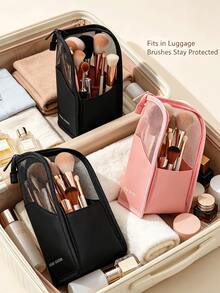 1pc Zipper Makeup Brush Bag, Transparent PVC Waterproof Travel Makeup Brush Storage Bag, Portable Makeup Brush Holder, Professional Makeup Bag, Artist Supplies Organizer, Essential For Home, Gift, Vacation And Travel, Foldable Makeup Brush Cup - Multiple Styles - View 10