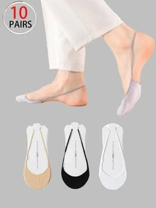 1/5/10 Pairs Women's Boat Shape Invisible Low Cut Summer Thin Anti-Slip Half Palm Short Socks Non-Slip High Heel Short Socks - Multicolor - View 5