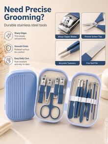 14pcs Stainless Steel Nail Care Set, Portable Anti-Splash Nail Grooming Kit Including Nail Clipper, Nail Nipper And Other Nail Care Tools - Multiple Styles - View 4