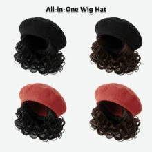 1pc Women's All-In-One Wig Cap, 2-In-1 Beret Hat, Women's Hat, Winter Hat, Hair Cap, Suitable For Daily Wear And Styling - Multicolor - View 10