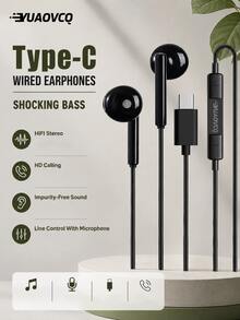 YUAOVCQ Earphone Tidur In-Ear Berkabel, Isolasi Kebisingan Fisik Ganda, Antarmuka Type-C & 3.5mm, Mikrofon Panggilan Definisi Tinggi, Cocok Untuk Smartphone, Komputer, Konsol Game - View 5