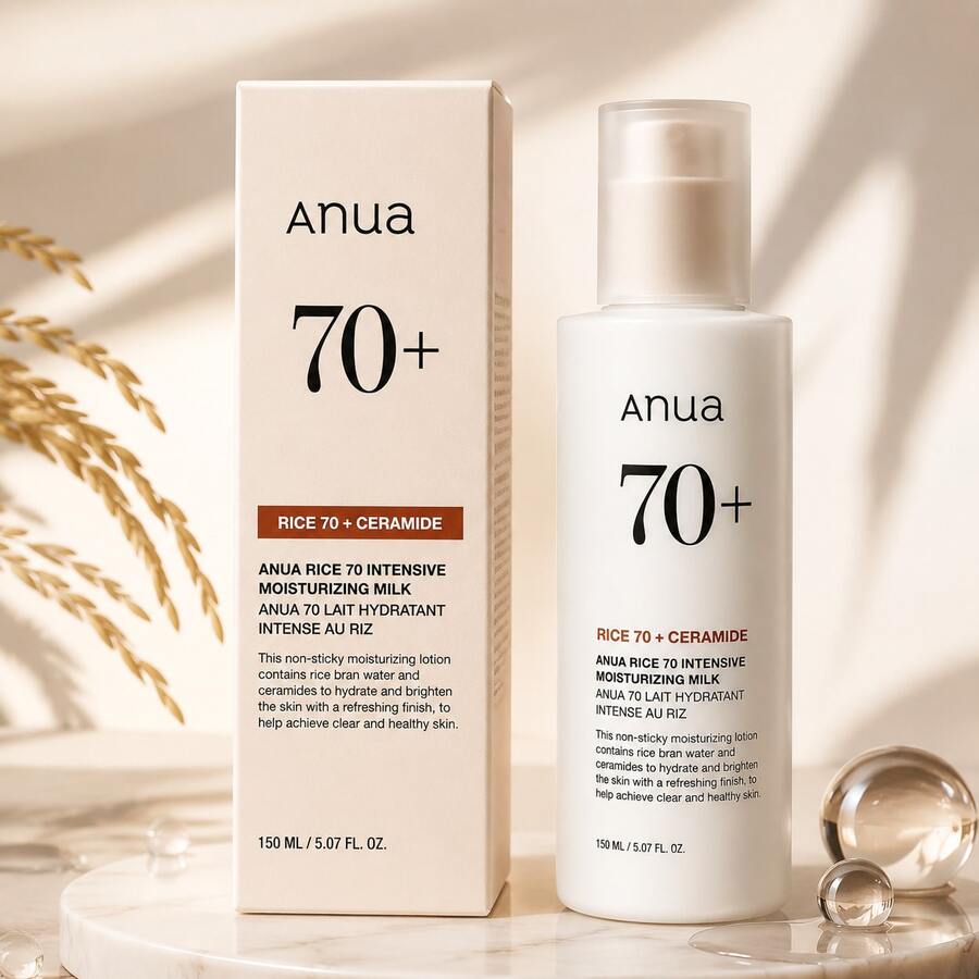 Anua أنوا حليب الأرز 70 + سيراميد مرطب مكثف 150 مل، لوشن وجه كوري K-Beauty مع مستخلص الأرز والسيراميد، مرطب مرطب ومشرق لبشرة ناعمة ولامعة مثل الزجاج - Hyaluronic Acid - مشاهدة 1