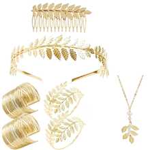 5pcs Greek Goddess Costume Accessory Set, Includes 1 Gold Leaf Crown Headband, 2 Spiral Arm Bracelets, 2 Dangle Earrings, And Bridal Wedding Hair Accessories And Toga Robe Costume - Multicolor - View 7