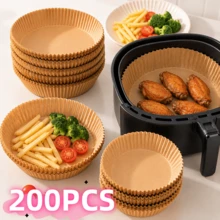 200pcs Disposable Air Fryer Paper Liners, Rectangular, Kitchen Accessories, Non-Stick Baking Paper, Suitable For Dual-Layer Air Fryers, Air Fryer Accessories, Oil-Proof And Water-Proof Air Fryer Liners, Kitchen Air Fryer Liners, Paper Air Fryer - Multicolor - View 2
