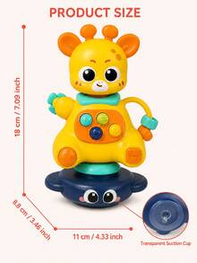 Giraffe Suction Cup Activity Toy, Suitable For Toddlers, Colorful Button Game And Rotating Desktop Toy, Multiple Colors, Baby Halloween, Baby Sensory Toy, Hand Rattle, Hand Drum & Mini Trumpet, Suitable As Birthday Or Christmas Gift For Newborns And Infants - Multicolor - View 8