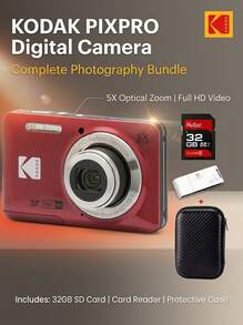 Kodak FZ55 Digital Camera: Entry-Level Compact Point-And-Shoot Camera For Home Use, 16.35MP Resolution, 28mm Wide-Angle Lens, 5x Zoom, 1080p Video Recording, 2.7-Inch Screen, Scene Modes, Portable For Home And Travel Use. - View 14