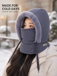 Winter 3-In-1 Windproof Hooded Balaclava Hat, Thick Thermal Lined Neck Warmer Cap, Suitable For Outdoor Walking, Commuting And Cold Weather - Snow Hat - View 1