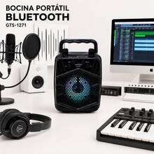 Bocina Portátil Bluetooth GTS-1271 5W con Luces LED, USB, TF, AUX y Batería Recargable - Negro - Ver 5