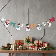 1set Felt Christmas Banner, Snowman Snowflake Bow Pattern Bunting, Christmas Decorations For Home, Winter Holiday Party Supplies, Mantel Wall Window Hanging Decor, Indoor Outdoor Xmas Party Scene Decor - A - View 6