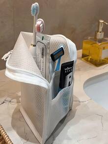 Mesh Standing Toiletry Bag, Breathable Oxford Cloth Travel Cosmetic Organizer, Self‑Standing Bathroom Shower Storage Pouch For Business Trip Vacation Gift - Multiple Styles - View 8
