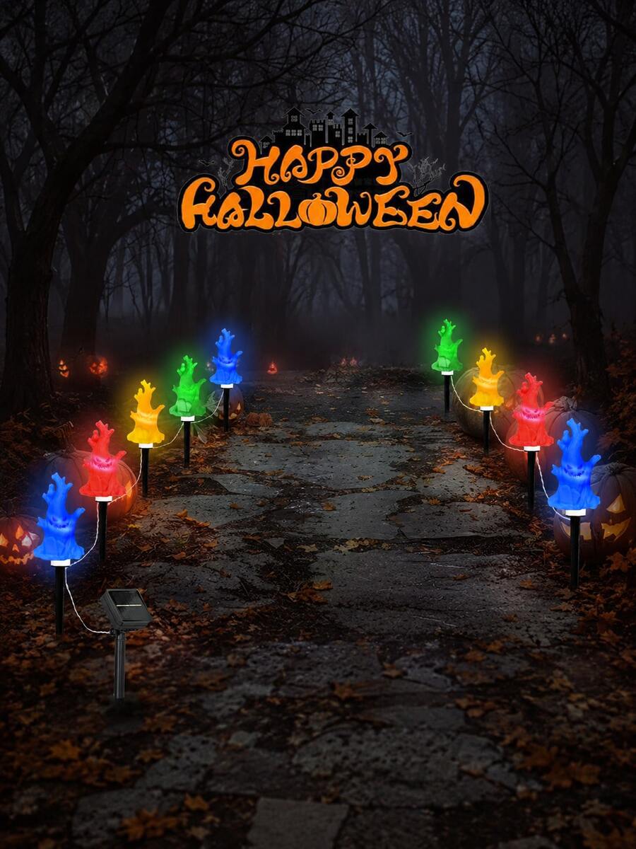 1-8pcs Halloween Solar Ghost Tree Lights, IP44 Waterproof LED Outdoor Halloween Lights, Solar Powered Ghost Tree Pathway Lights, Suitable For Sidewalks, Gardens, Yards, Patios, Walkways, Halloween Parties And Holiday Decorations - 1 to 8 - View 1