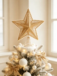1pc Christmas Tree Star Topper, Glitter Christmas Star Tree Decoration, 3D Shatterproof Bethlehem Star Tree Topper, Waterproof Christmas Star Ornament Tree Topper, Suitable For Holiday Home Outdoor Indoor - Tree Topper - View 3