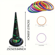 1 Set Inflatable Witch Hat Halloween Ring Toss Game Set - Perfect Choice For Indoor/Outdoor Party, Inflatable Ring Toss Game Toy, Perfect Choice For Family Party Games, Halloween, Christmas Gift - Multicolor - View 10