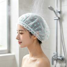 Polka Dot Disposable Shower Caps, Elastic Waterproof Bath Caps, Random Color 3pcs/Pack, Anti-Moisture Anti-Dust Hair Protection Caps, Suitable For Bathroom Shower, Hotel, B&B, Business Trip, Travel, Kitchen Oil Smoke Protection, Home Hair Care Multi-Scenario Protection Caps - One Size - View 2