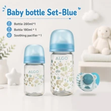 3PCS 0-36 Months 180ml+260ml Baby Bottle Set, Nipple + Bottle 3-Piece Set, Bottle With Measurement Lines, Easy Grip Drinking Cup, Wide Neck Easy To Clean, PP Material, Cute Cartoon Print, Heat Resistant - Multicolor - View 14
