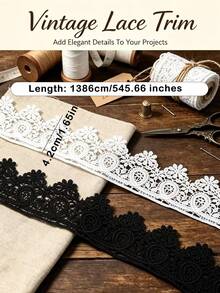 Polyester Lace Ribbon, Hollowed Out Flower Wave Design, Suitable For DIY Handmade And Wedding Decoration Wide Ribbon, Can Be Used For Hair Accessories, Wedding Ribbons, Curtain Edging, Birthday Party Decoration, And Christmas Decoration - A - View 2