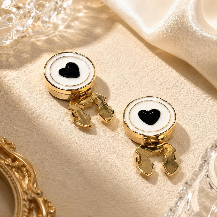 1pc Heart-Shaped Cufflinks Exquisite Sweater Accessory Fashion Decorative Button Wedding Banquet Daily Wear Decoration Accessory Gift Business Wedding Date Multi-Occasion Men's Shirt Cuff Accessory - Multicolor - View 1