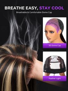 MEGALOOK Ombre Platinum Dip-Dye Upgraded 13x6 Max Three-Go™ Lace Front Wig, With Drawstring, Pre-Cut Ear To Ear Lace, Natural Hairline, No Glue Needed, Dip-Dye Color, 180% Density, Wavy Style - Multicolor - View 8