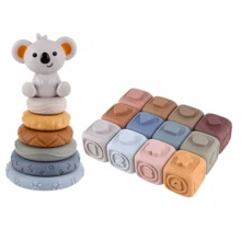 Mainan Kognitif Bayi - Balok Karet Lunak dengan Angka, Warna, Bentuk; Bola Bowling Hewan, Cincin Pelangi, Mainan Susun 6 Lapis; Mainan Gigit Bayi dengan Suara - MultiWarna - View 23