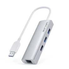 USB 3.0 Hub, 3-Port USB Hub With Gigabit Ethernet Adapter, Aluminum Compact Design, Plug & Play For Laptops/PCs, Silver - Silver - View 1