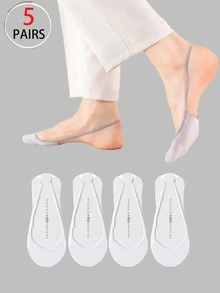 1/5/10 Pairs Women's Boat Shape Invisible Low Cut Summer Thin Anti-Slip Half Palm Short Socks Non-Slip High Heel Short Socks - Multicolor - View 7