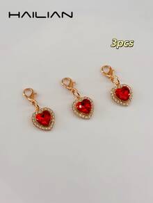 Sweet Heart‑Shaped Multicolor Crystal Charms Multi‑Set, Removable Bag Pendant Ornaments, DIY Jewelry Accessories For Purse Decoration - Multicolor - View 8