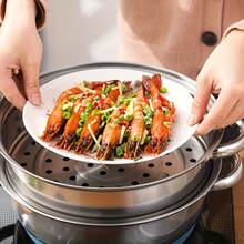 One Set Of Single-Layer, Double-Layer, And Triple-Layer Thickened Stainless Steel Steamer With A Glass Lid, A Multi-Functional Steamer Suitable For Hot Pot, Soup Pot, And Induction Cookers. - View 12