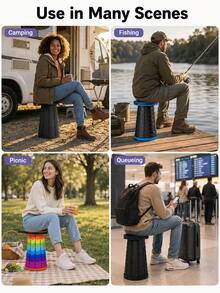 Ultra-Portable Folding Stool, 400 Lbs Weight Capacity, Quick Assembly And Easy Storage, Compact Size Fits In Backpack, Lightweight Rainbow Color Stool, Suitable For Camping, Hiking, Fishing And Indoor/Outdoor Use - Multicolor - View 10