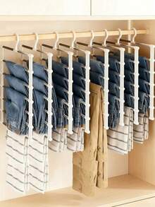 1pc/2pcs Multi-Layer Pants Rack - Space-Saving Foldable Design, Suitable For Effective Closet Organization, Plastic Multi-Layer Pants Rack, Suitable For Jeans, Leggings And Casual Pants, Home Pants Rack, Seamless Anti-Slip Storage, Easy To Assemble, Ideal For Holiday Preparation And Seasonal Wardrobe Management; Baby Room Storage, Perfect Gift For Valentine's Day, Mother's Day - Multicolor - View 2